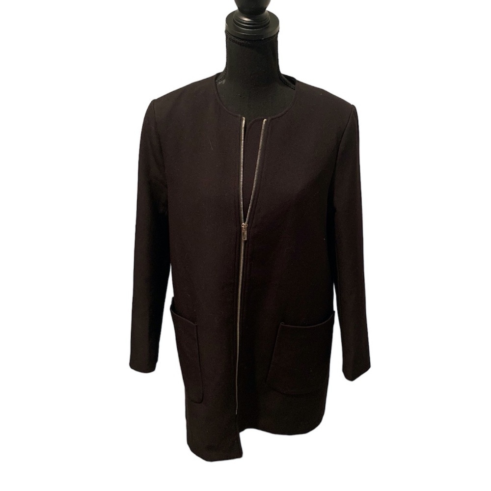 H&M Zipper Front Blazer Jacket Black size 10
